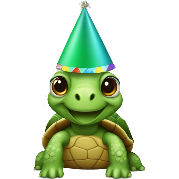 Turtle with birthday hat emoji