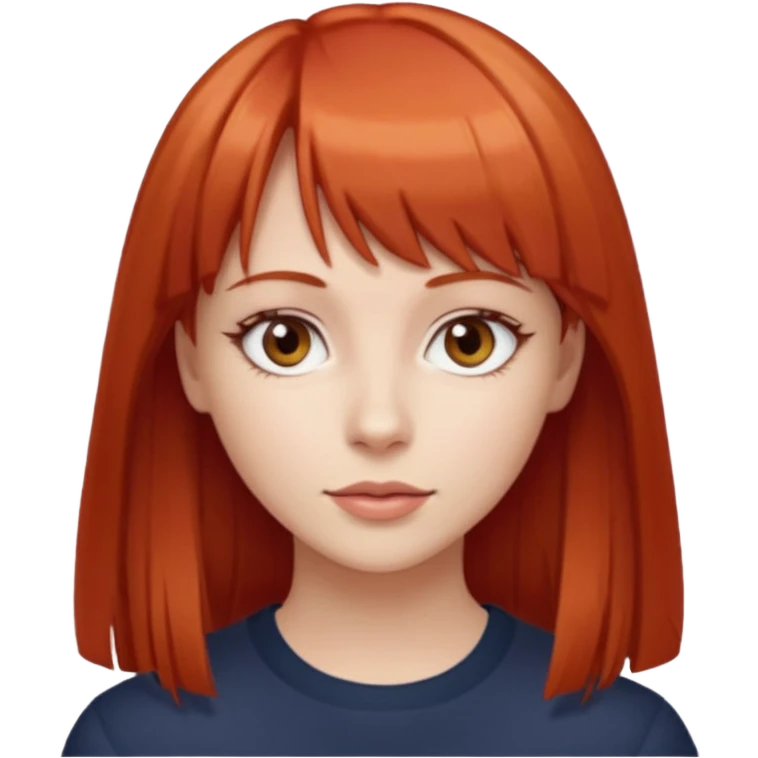 zumbi mulher com cabelo vermelho liso e franja olhos castanhos claros e branca  emoji