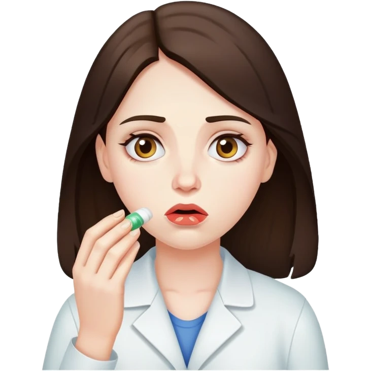 medicine pill eating sad brunette  emoji