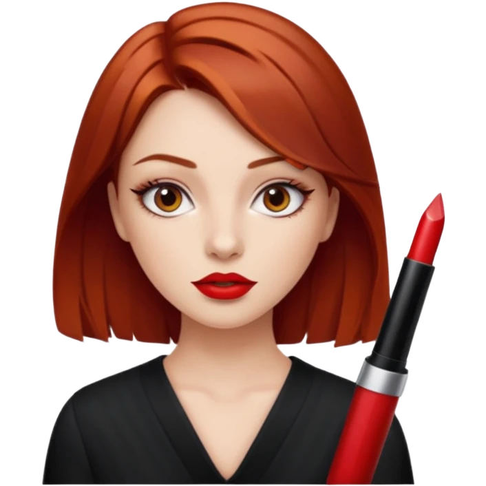 Auburn hair eyebrow slit red lipstick girl emoji