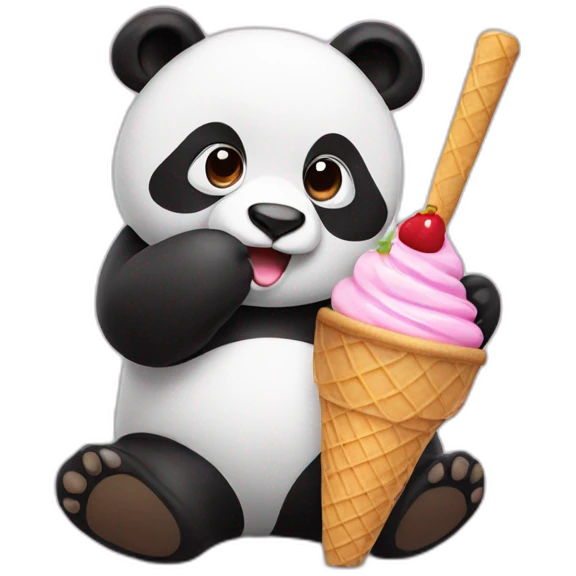 Panda eating ice cream emoji