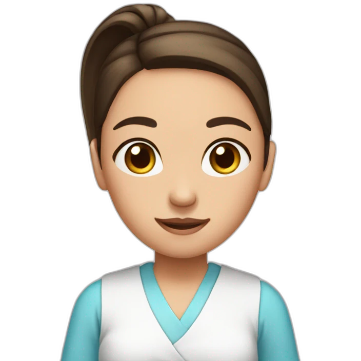a brunette girl with a ponytail in the hospital emoji