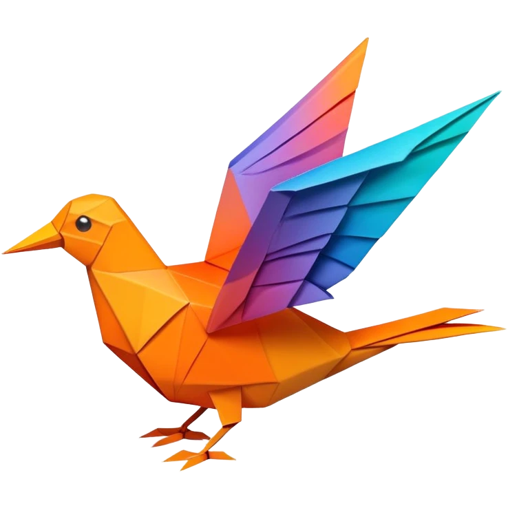 Origami bird orange colour with gradient emoji