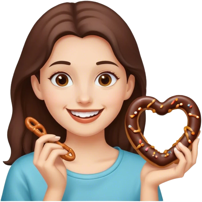 girl eating chocolate covered pretzel  emoji