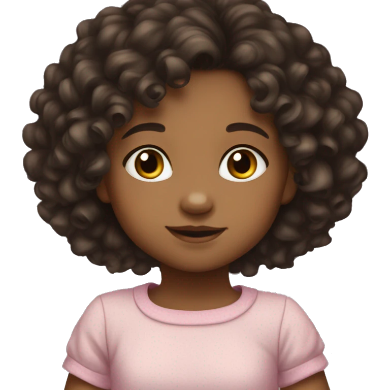 toddler girl dark curly hair medium skin tone emoji