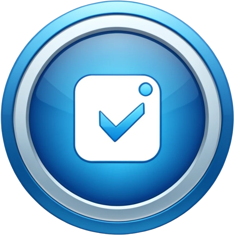 Badge certification insta en bleu  dans un rond et une fleche blache emoji