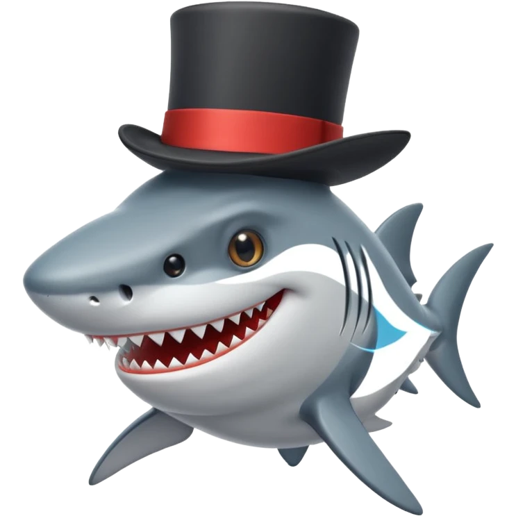 Shark with a top hat emoji