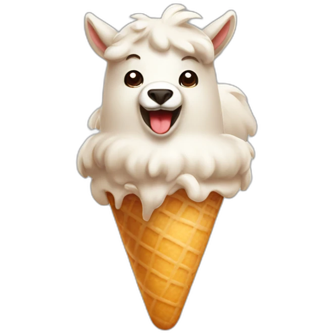 burning-alpaka-eating-icecream emoji