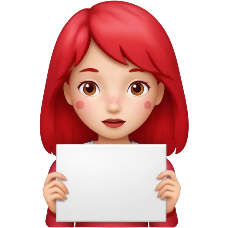 A girl strawberry holding a large blank sign emoji