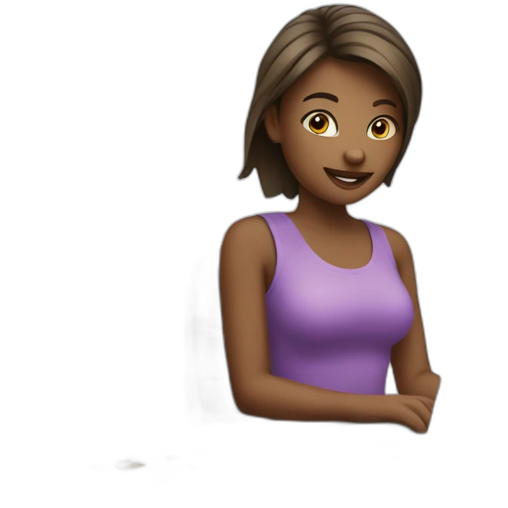 Girl with a credit card in front her computer emoji
