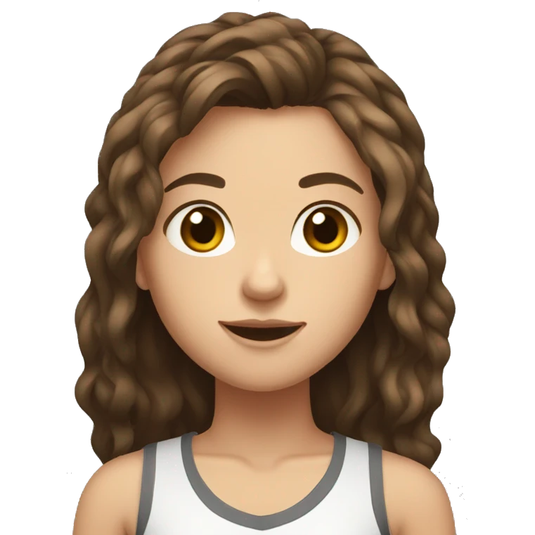 brown haired teen girl with medium length hair, mma emoji