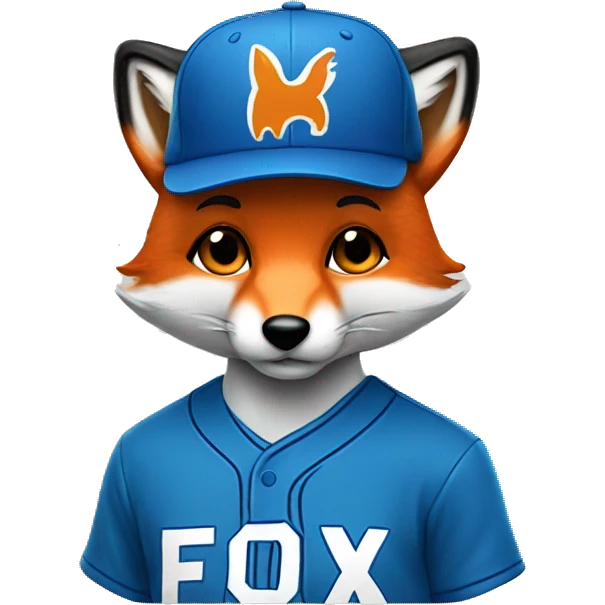 Fox with blue fur and a backwards baseball cap emoji