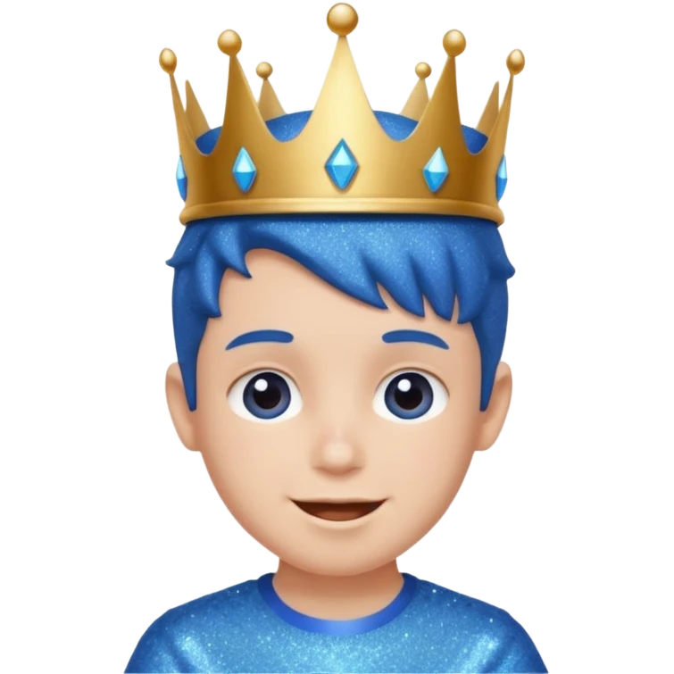 blue Boy happy glitter blue crown emoji