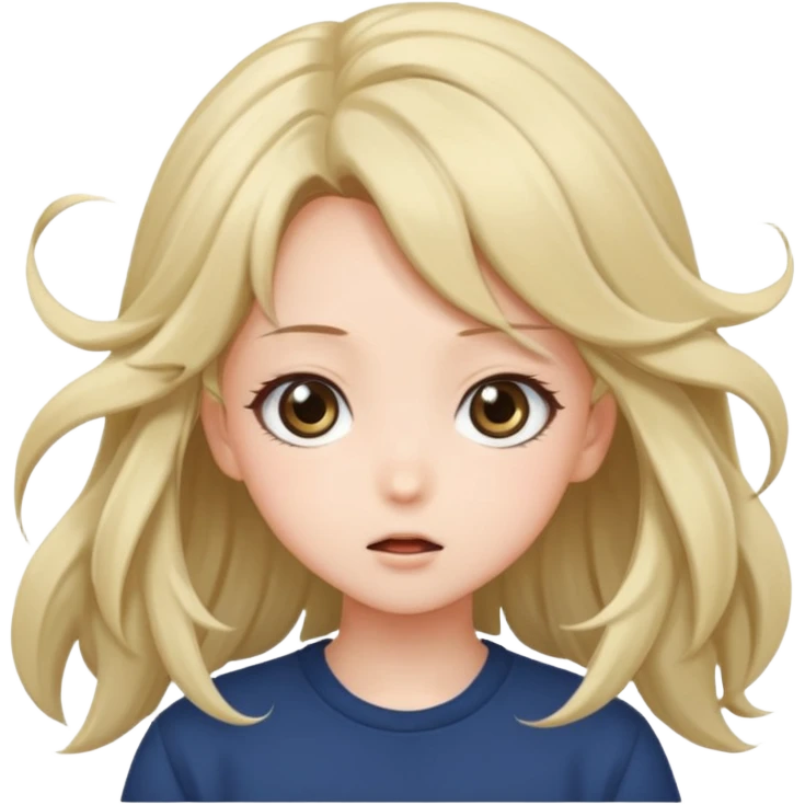 cute anime girl with blowing hair emoji