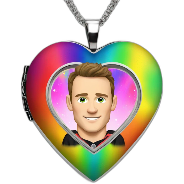 Jonathan Toews inside a rainbow locket heart emoji