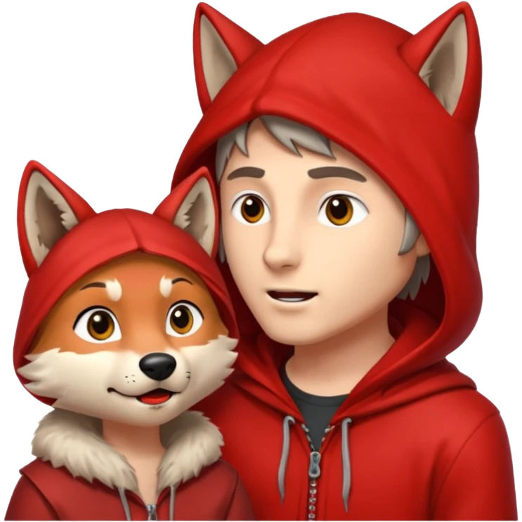 Animal lobo macho hablando con caperucita roja emoji