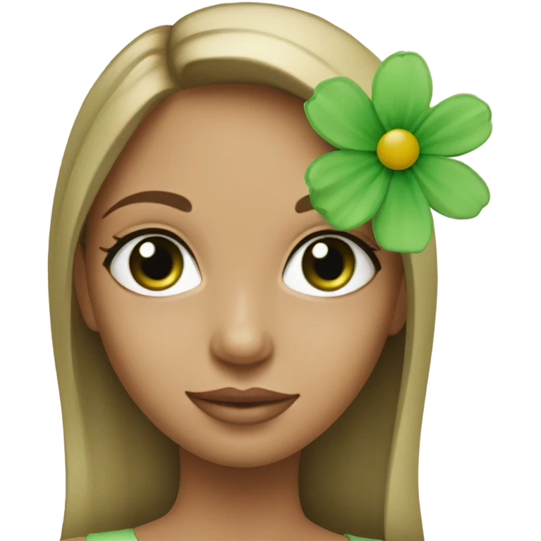 Green Eyed model with Flower emoji