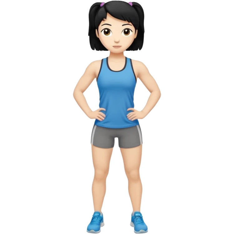 mach mir denn fintess trainer mit schwarzen haren wir er stehend steht mit gym kleidung emoji