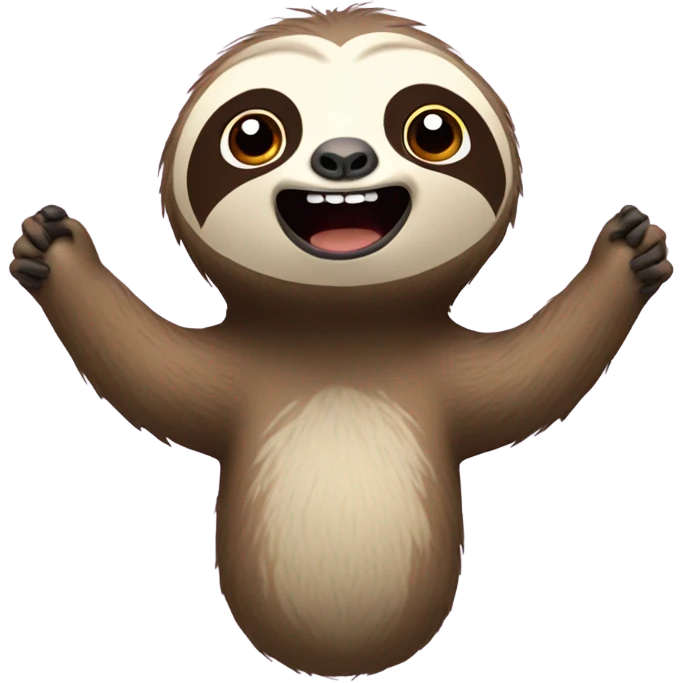 Surprised sloth with hands up emoji
