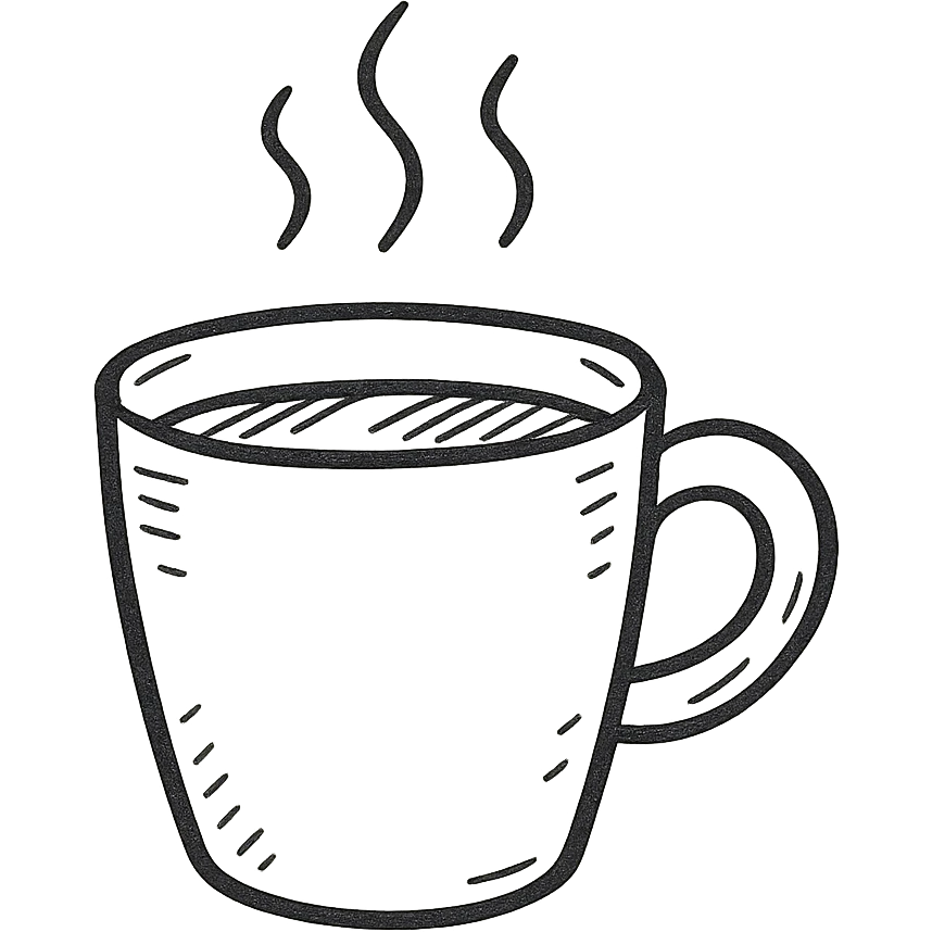 hand drawn outlined coffee cup icon emoji