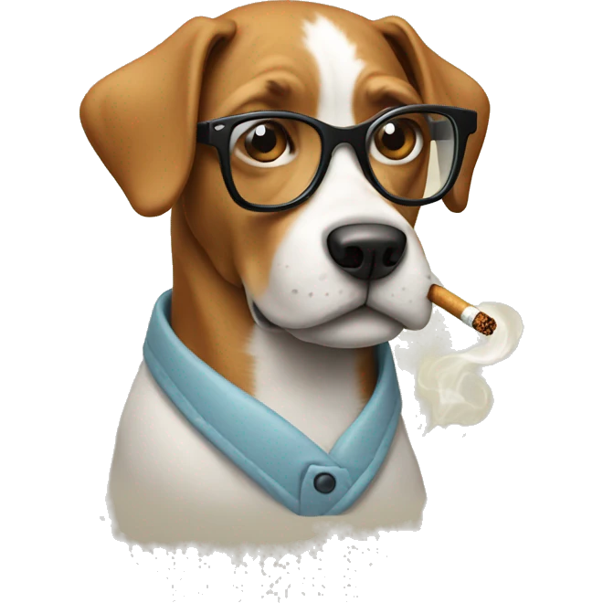 dog with glasses and cigarette emoji