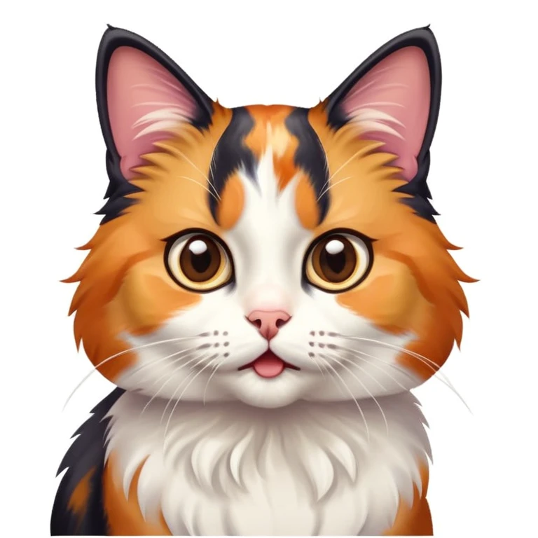 Удивленный трехцветный кот emoji