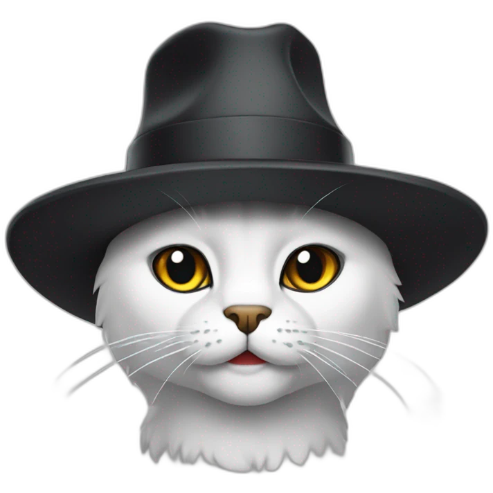 Gato branco chapeu preto emoji