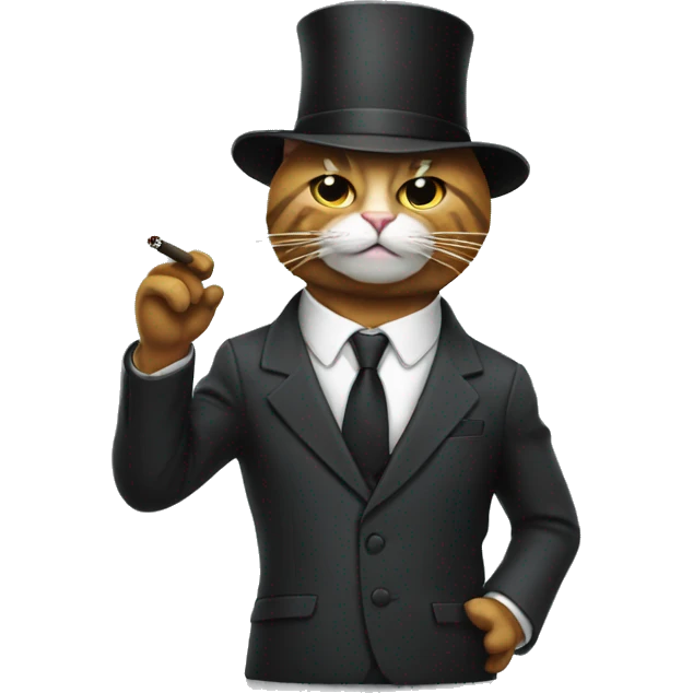 cat wearing a suit smoking cigar emoji