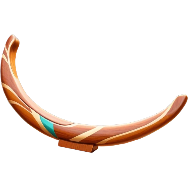 Cinematic Realistic image of a classic boomerang, rendered with detailed wood grain textures and vibrant colors, set against a sunlit outback landscape that emphasizes its iconic Australian heritage emoji