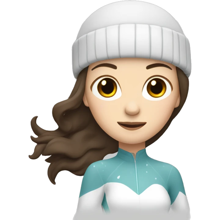 white woman with dark brown hair figure skating on ice emoji