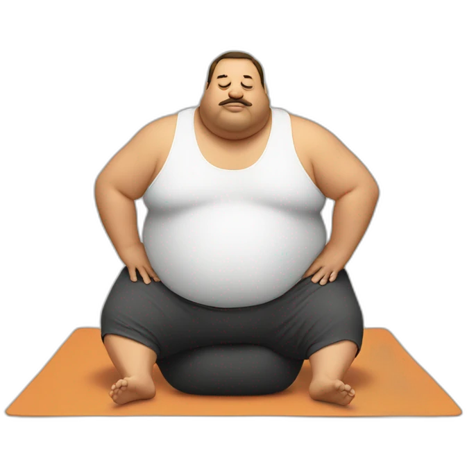 Fat man doing downward dog yoga pose emoji