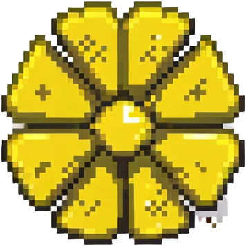 Pixel art radiation hazard warning trefoil symbol in yellow and black emoji
