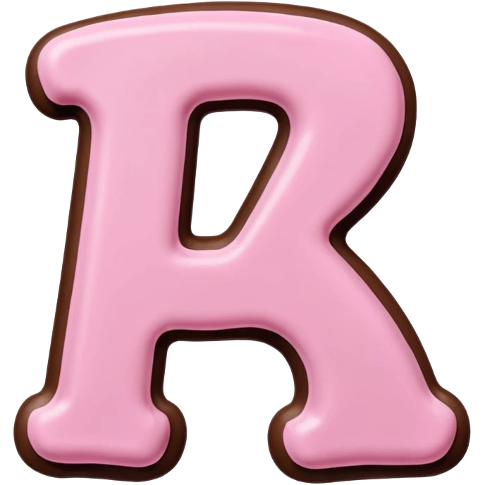 “Single pink bubble letter A, white outline, bottom dipped in chocolate with pink frosting drizzle, kawaii style, glossy, soft shading, clean outline, transparent background, Discord emoji size” emoji