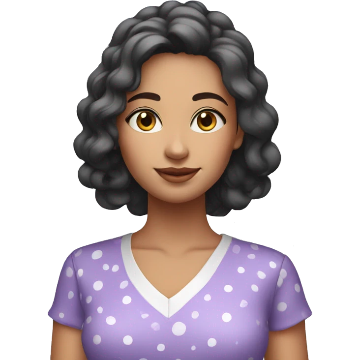 A young woman with lavender kurti white spots showing left side emoji