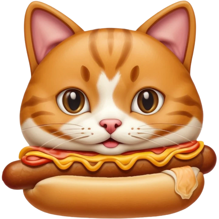 Cat eats hotdog emoji