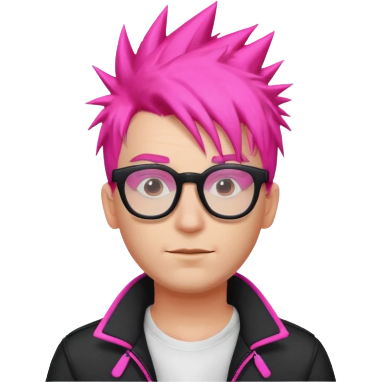 Man with neon pink spiky hair and glasses emoji