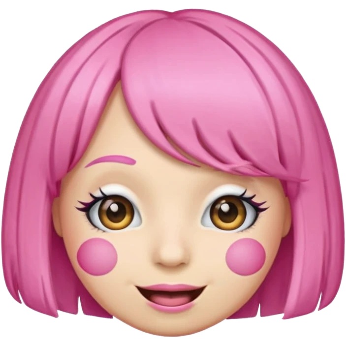 Emoji with lashes and a pink wig  emoji