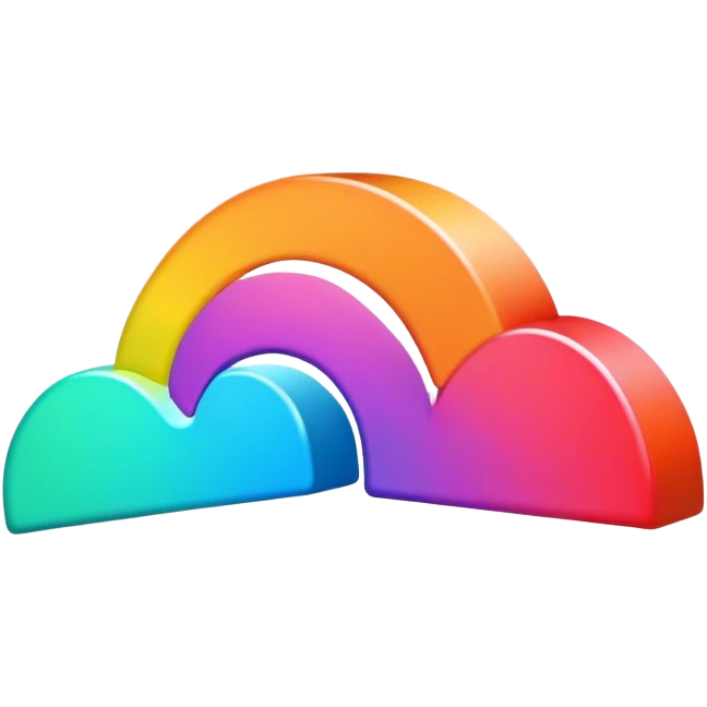 3D, a single psychedelic colored line with beveled edge emoji