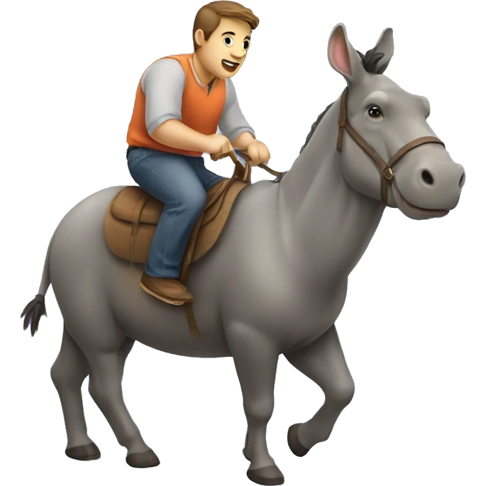An animal hippo riding an animal donkey emoji