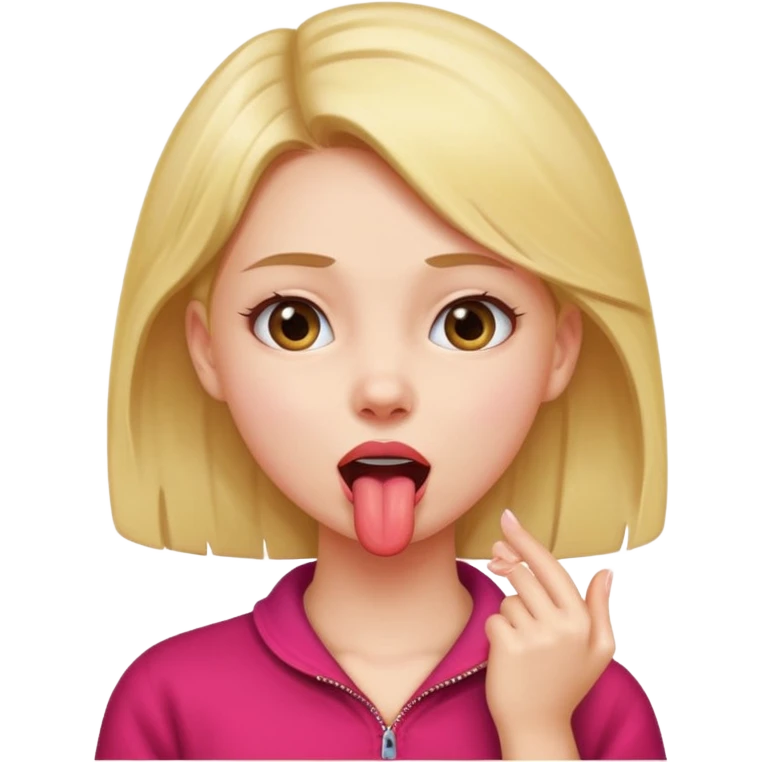 a girl holding her neck sticking her tongue out emoji