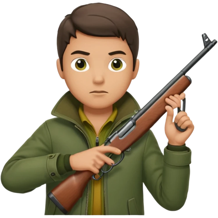male hunter aiming a rifle, minimal background emoji