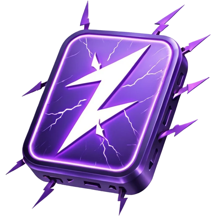 Purple rune with lightning bolts emanating from it. emoji