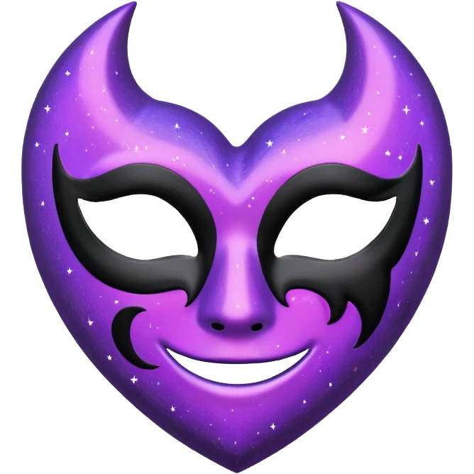 emo heart with crescent moon and black mask emoji