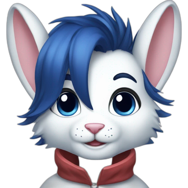 Male Anthro white rabbit with dark blue hair emoji