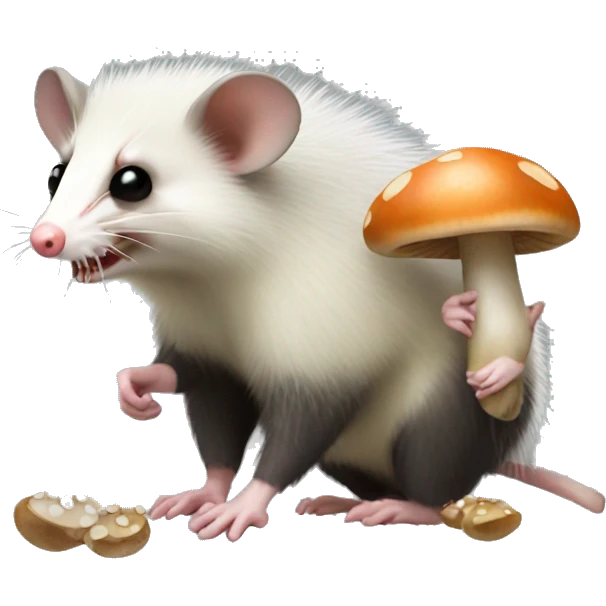 Opossum with mushrooms emoji