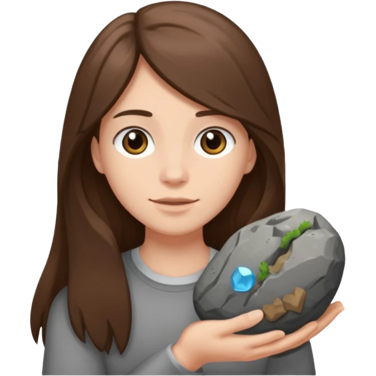 긴 갈색머리고 돌을 들고있어 emoji