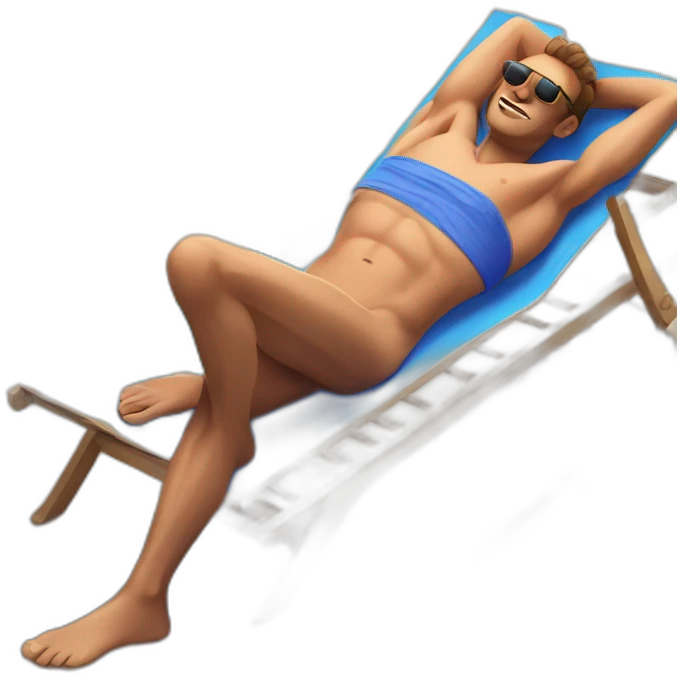 man laying in sunbed emoji