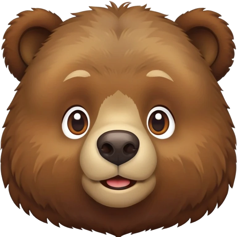 Cute Russian brown bear head, friendly expression, front view, iOS emoji style emoji