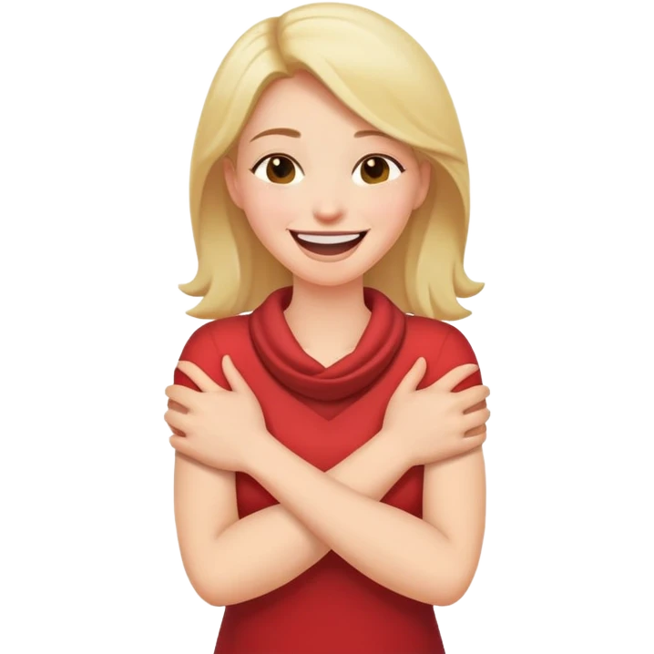 Women crossed arms holding neck laughing  emoji