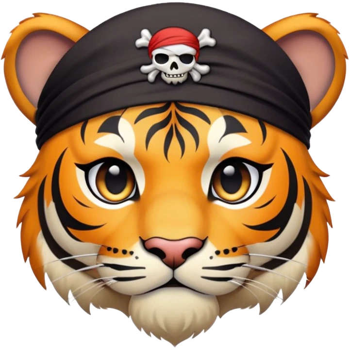 pirate tiger face with eye patch and bandana for Twitch emote emoji